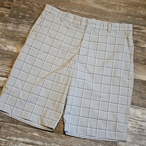 Men's Nike Plaid Athletic Lightweight Quickdry Golf  Shorts Gray 34"W